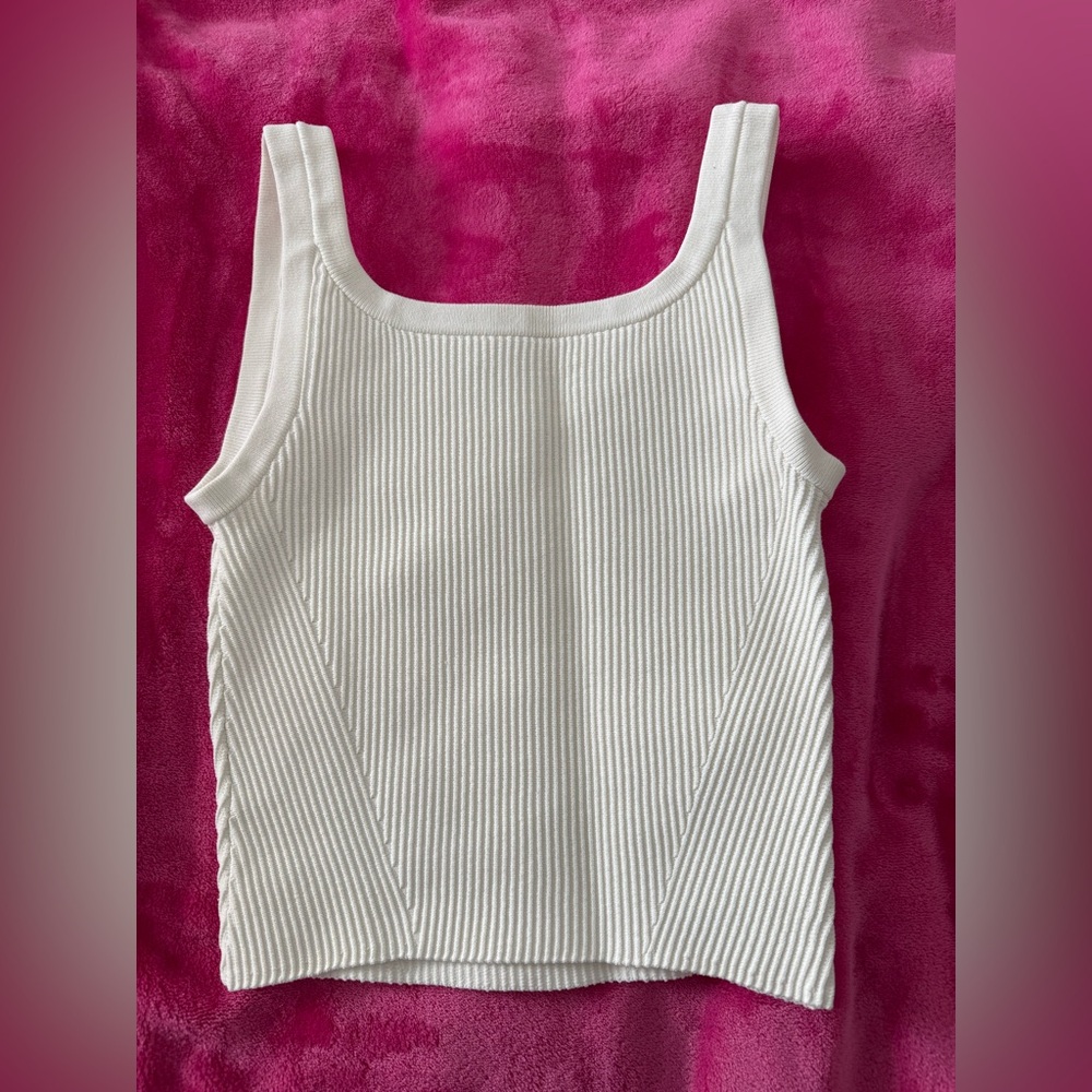 White Ribbed Tank Top - Picture 2 of 3